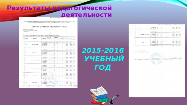 Результаты педагогической деятельности 2015-2016 учебный год 