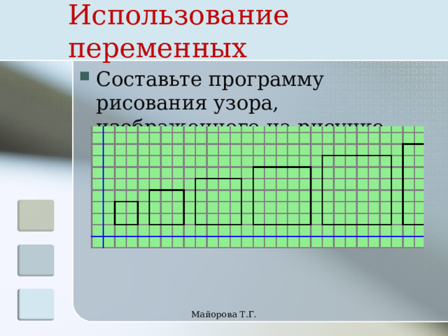 Использование переменных Составьте программу рисования узора, изображенного на рисунке. Майорова Т.Г. 