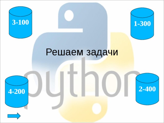 3-100 1-300 Решаем задачи 2-400 4-200 