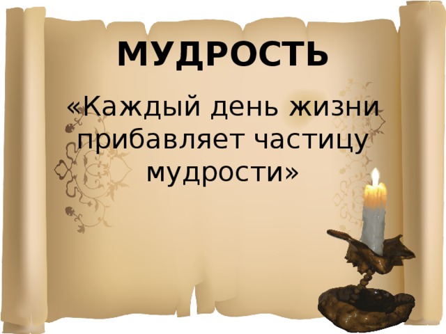 МУДРОСТЬ «Каждый день жизни прибавляет частицу мудрости» 