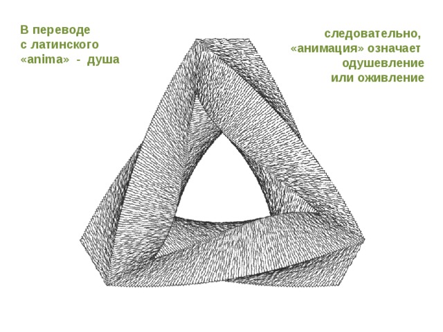 В переводе с латинского «anima» - душа следовательно, «анимация» означает одушевление  или оживление 