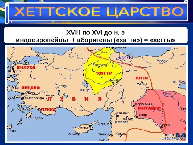   XVIII по XVI до н. э индоевропейцы + аборигены («хатти») = «хетты»  
