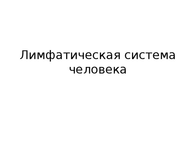 Лимфатическая система человека 
