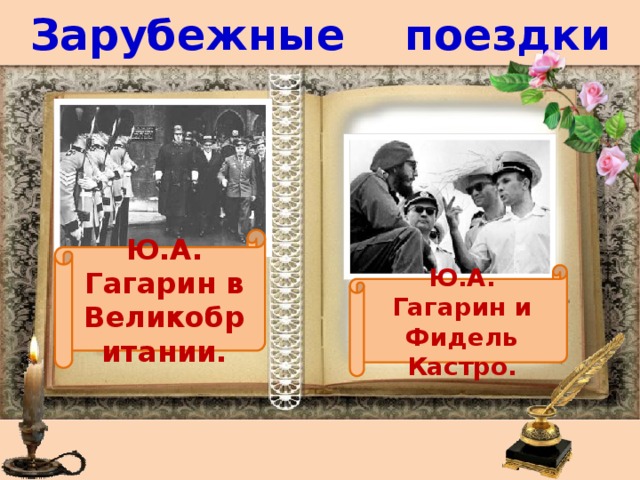 Зарубежные поездки Ю.А. Гагарин в Великобритании. Ю.А. Гагарин и Фидель Кастро. 