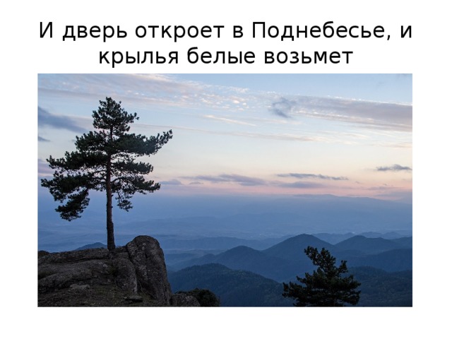 И дверь откроет в Поднебесье, и крылья белые возьмет 