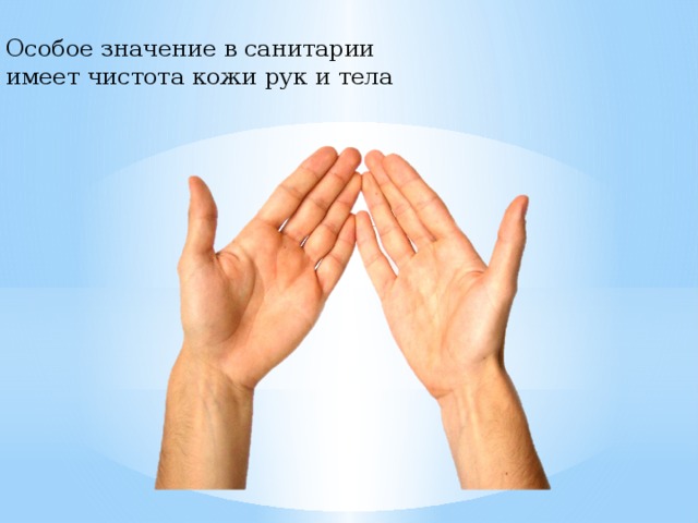 Особое значение в санитарии имеет чистота кожи рук и тела 