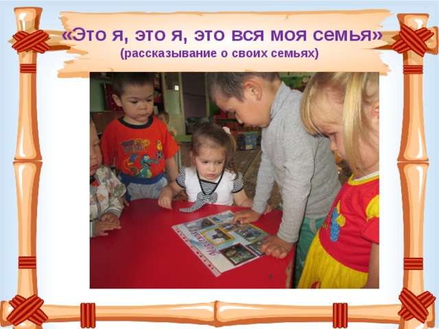  «Это я, это я, это вся моя семья»  (рассказывание о своих семьях) 