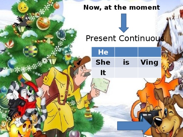 Now, at the moment  Present Continuous He She is It Ving 
