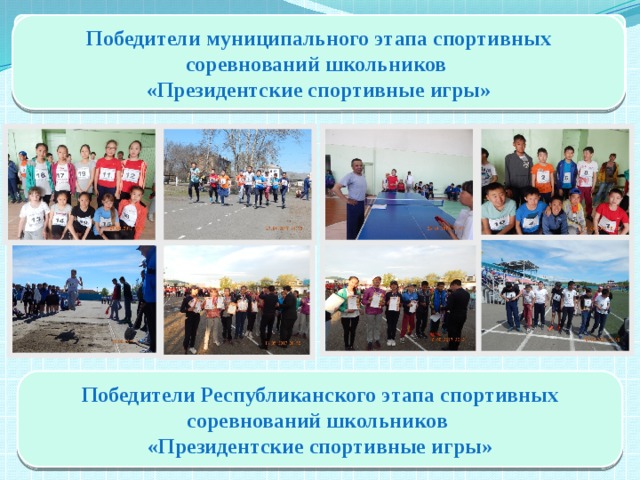 Социальное партнерство Победители муниципального этапа спортивных соревнований школьников «Президентские спортивные игры» Победители Республиканского этапа спортивных соревнований школьников «Президентские спортивные игры» 