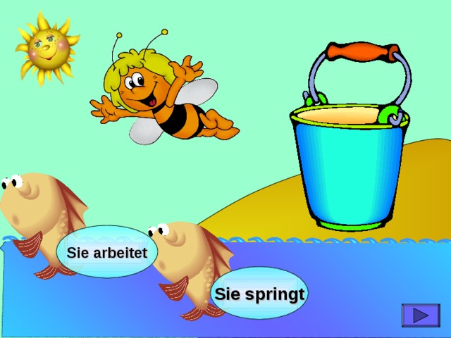 Sie arbeitet Sie springt 