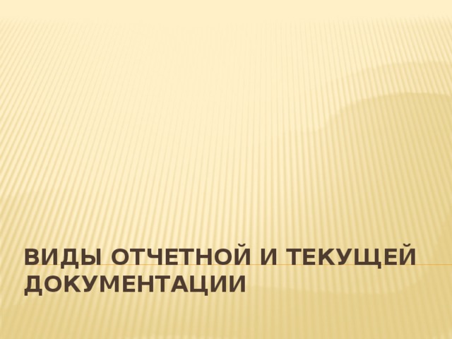Виды отчетной и текущей документации 