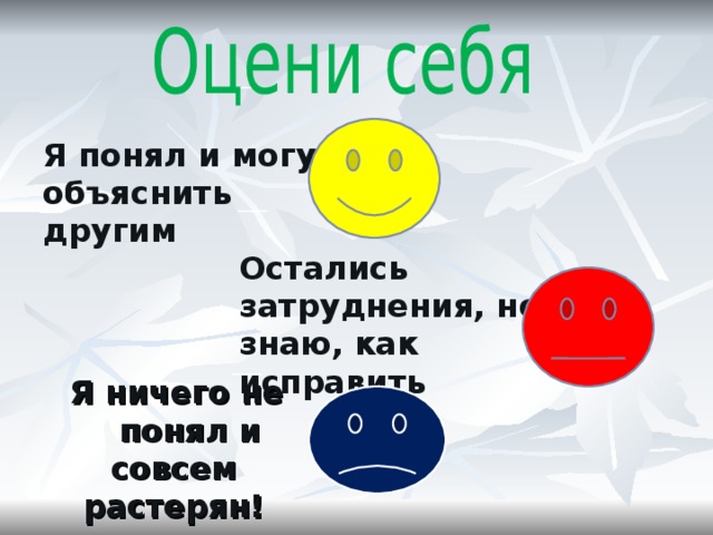 Я понял и могу объяснить другим Остались затруднения, но я знаю, как исправить  Я ничего не понял и совсем растерян! 