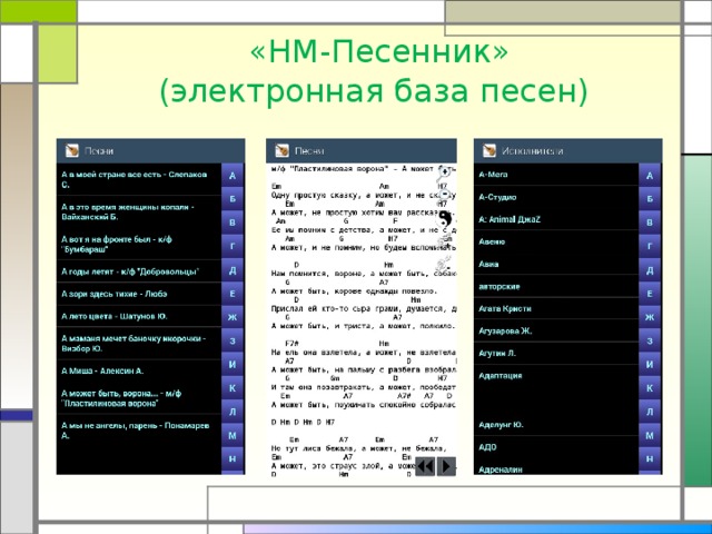  «НМ-Песенник»  (электронная база песен) 