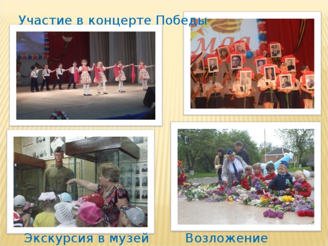 Участие в концерте Победы Экскурсия в музей Возложение цветов 