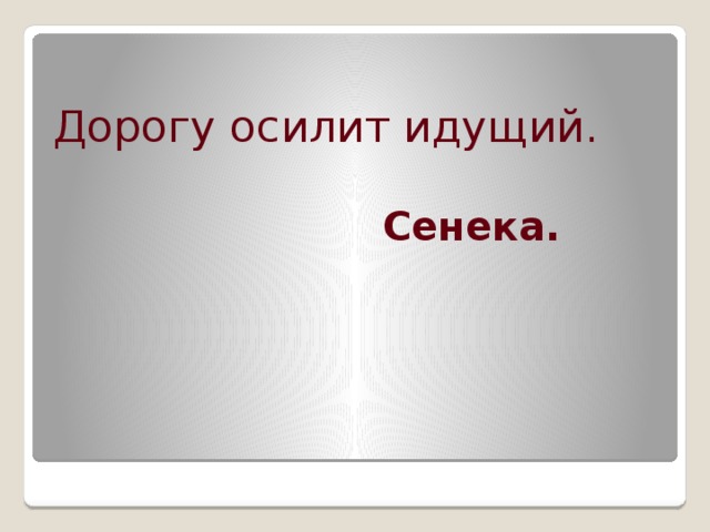 Дорогу осилит идущий.  Сенека. 