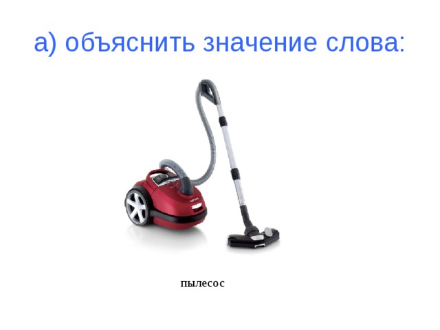 а) объяснить значение слова: пылесос 