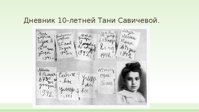 Дневник 10-летней Тани Савичевой. 