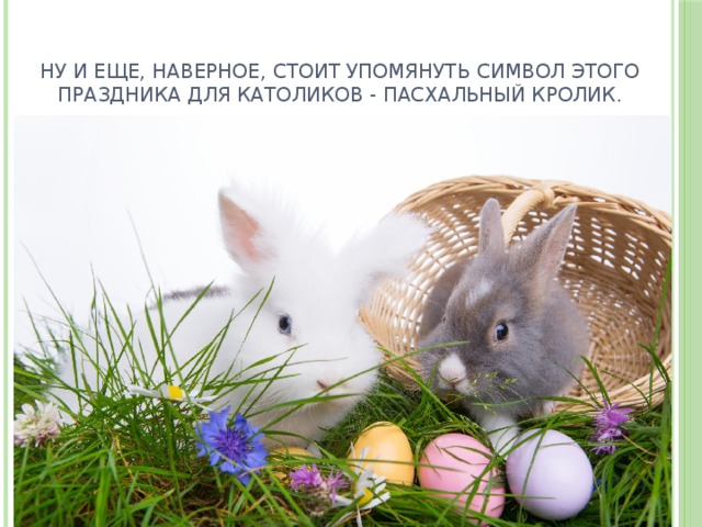 Ну и еще, наверное, стоит упомянуть символ этого праздника для католиков - Пасхальный Кролик. 