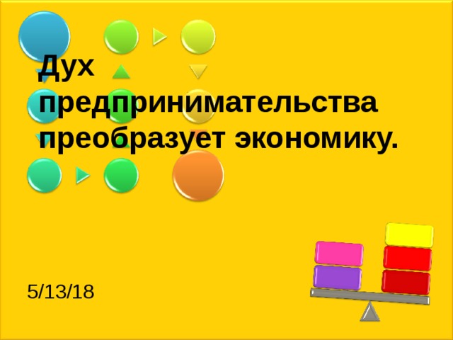 Дух предпринимательства преобразует экономику. 5/13/18 