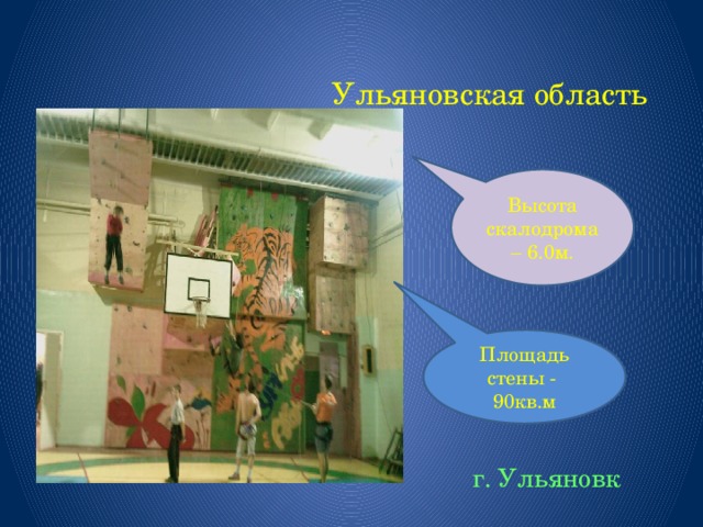 Ульяновская область Высота скалодрома – 6.0м. Площадь стены - 90кв.м  г. Ульяновк 