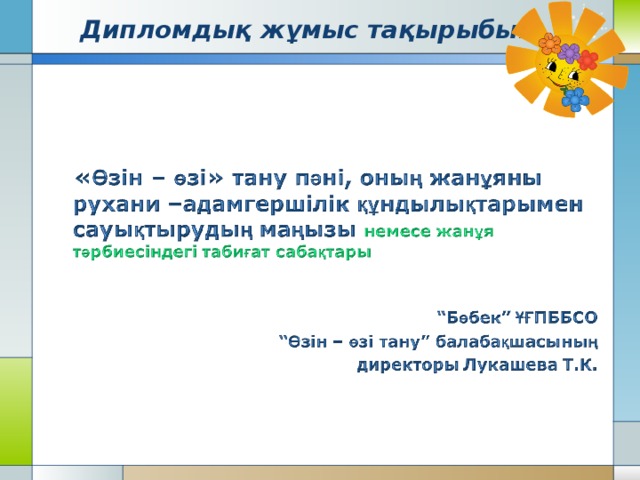 Дипломдық жұмыс тақырыбы: 