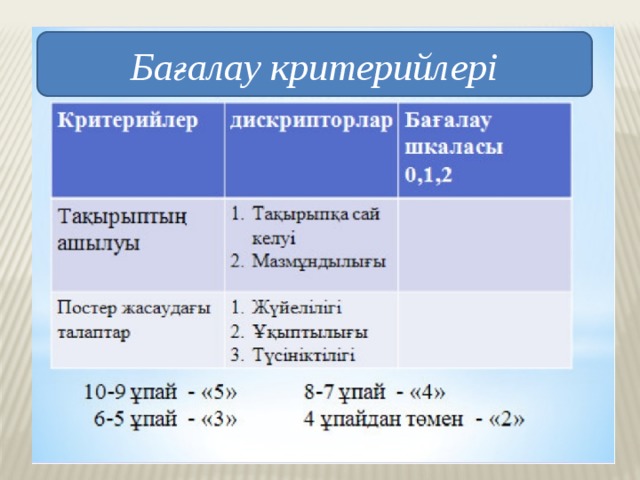Бағалау критерийлері 