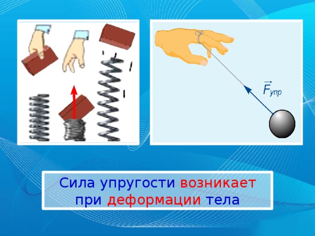Сила упругости возникает при деформации тела 
