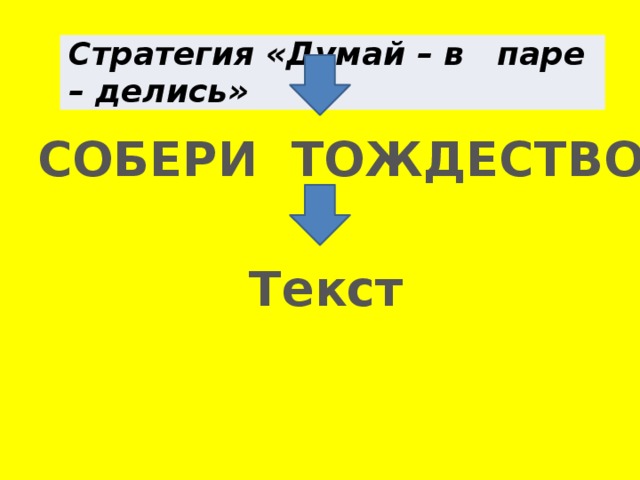 Стратегия «Думай – в паре – делись» СОБЕРИ ТОЖДЕСТВО Текст 