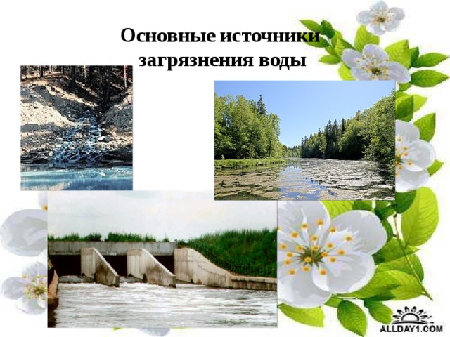 Основные источники  загрязнения воды 