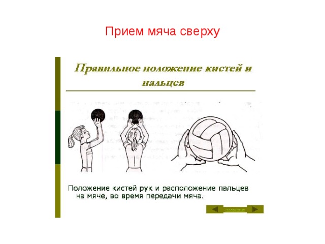 Прием мяча сверху 