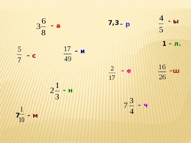 - ы 7,3 – р – а 1 – л.  – и – с – ш – е – н – ч – м 7 