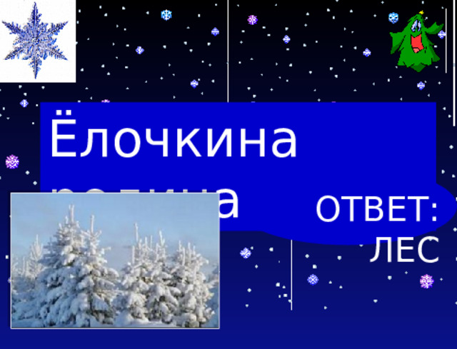 Ёлочкина родина ОТВЕТ: ЛЕС 