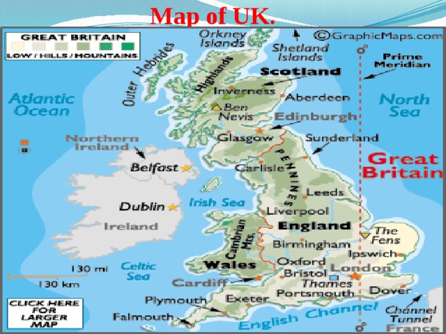 Map of UK. 