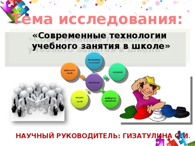 Тема исследования: «Современные технологии  учебного занятия в школе»  Научный руководитель: Гизатулина О.И . 