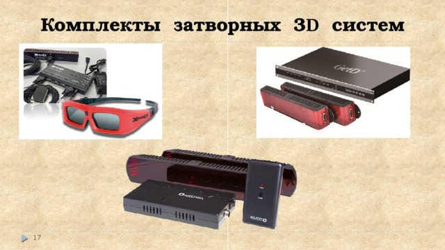 Комплекты затворных 3 D систем  