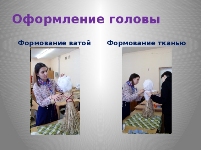 Оформление головы Формование ватой Формование тканью 