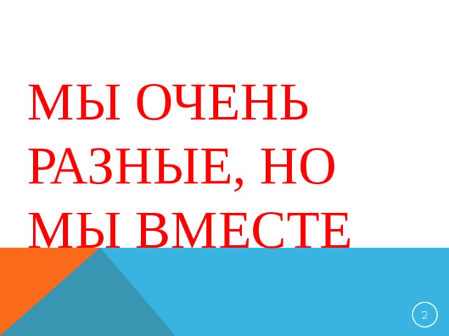 МЫ ОЧЕНЬ РАЗНЫЕ, НО МЫ ВМЕСТЕ   