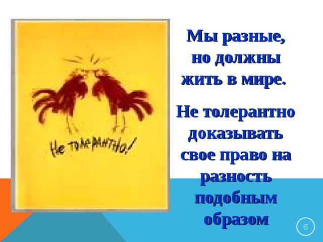 Мы разные, но должны жить в мире. Не толерантно доказывать свое право на разность подобным образом  
