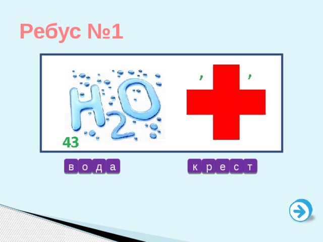 Ребус №1 в о д а к р е с т 