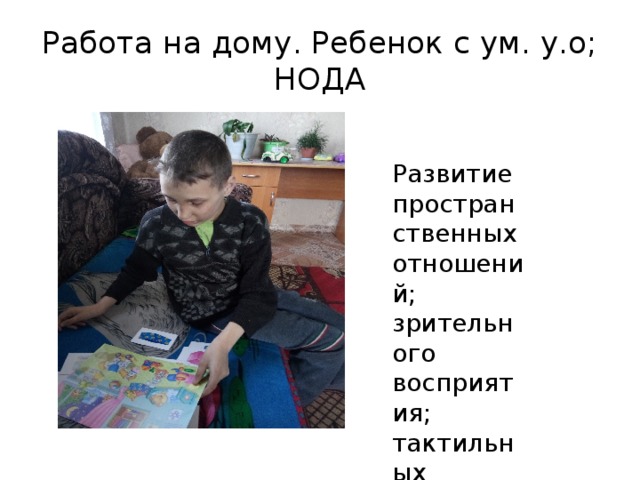 Работа на дому. Ребенок с ум. у.о; НОДА Развитие пространственных отношений; зрительного восприятия; тактильных ощущений . 