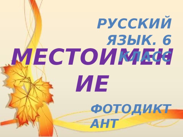 Русский язык. 6 класс Местоимение Фотодиктант 