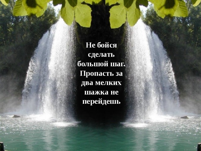 Не бойся сделать большой шаг. Пропасть за два мелких шажка не перейдешь