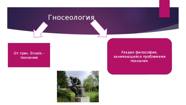 Гносеология Раздел философии, занимающийся проблемами познания  От греч. Gnosis -познание 