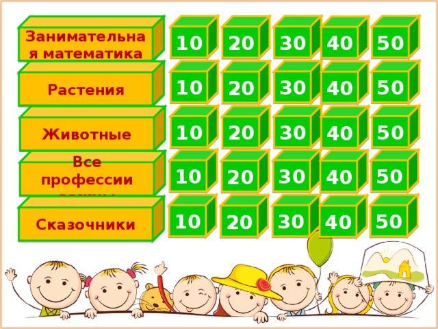 3 0 10 5 0 2 0 Занимательная математика 4 0 10 3 0 5 0 2 0 Растения 4 0 5 0 3 0 10 2 0 Животные 4 0 10 3 0 5 0 2 0 4 0 Все профессии важны 10 3 0 5 0 2 0 4 0 Сказочники 