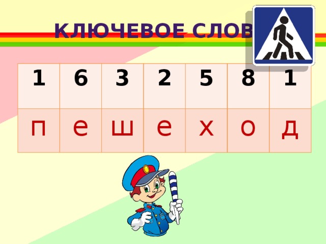 Ключевое слово 1 6 п 3 е 2 ш 5 е 8 х 1 о д 