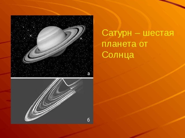 Сатурн – шестая планета от Солнца 