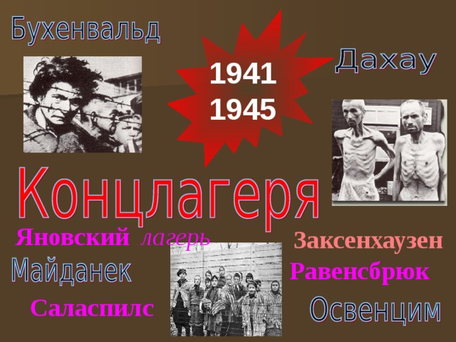 1941 1945 Яновский лагерь  Заксенхаузен  Равенсбрюк   Саласпилс   