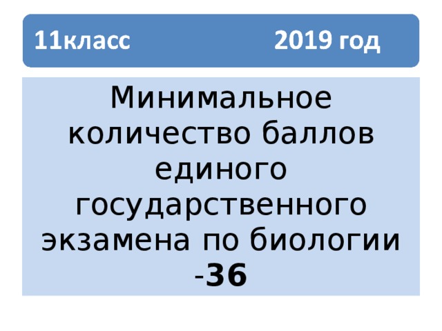 Минимальное количество баллов единого государственного экзамена по биологии - 36 