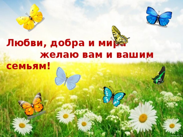 Любви, добра и мира желаю вам и вашим семьям! 