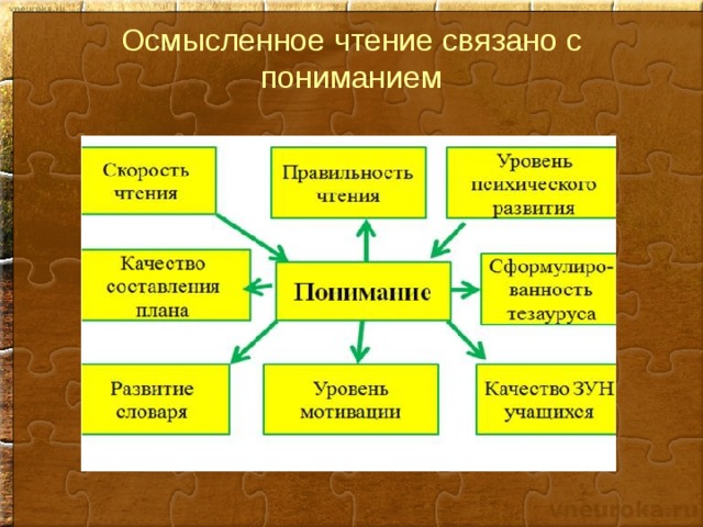 Осмысленное чтение связано с пониманием 
